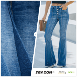 DL2071W Tejido de jeans índigo profundo 11.8 Tela de mezclilla elástica de sarga pesada OZ con flameado