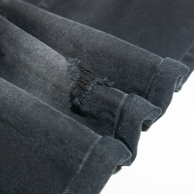 ZZ0196 Black Black Color Dyed Denim Jeans Fabric Material with US BCI Cotton - 6