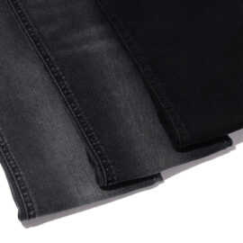 DG1034BB-4W Tela de mezclilla de algodón reciclado elástico suave negro para pantalones de mujer