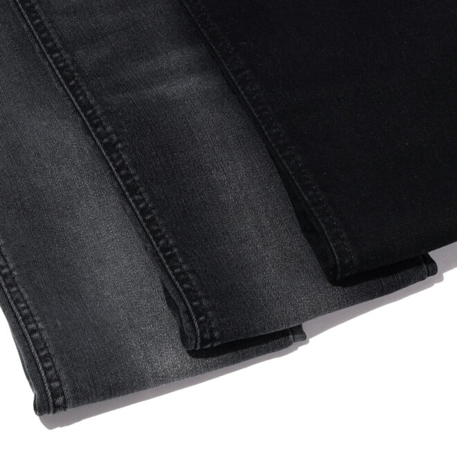 DG1034BB-4W Black Soft Stretch Recycled Cotton Denim Fabric for women trousers-1