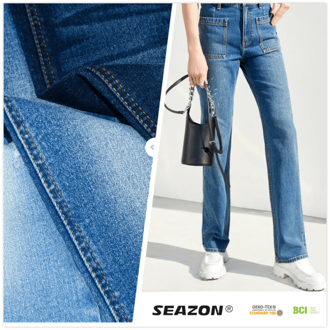 DG3001DB-3W 94 Percent Cotton Indigo Stretch Denim Jeans Fabric-1