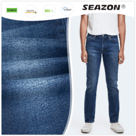 DG5103A-3W Jeansstoff aus recycelter Polyester-Baumwolle in Indigofarbe für Kleidungsstücke