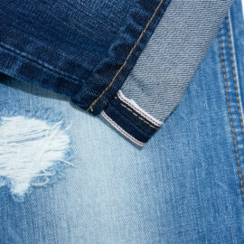 SL002 Не растягивается 100% хлопковая винтажная джинсовая ткань с кромкой на заказ