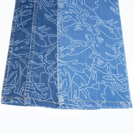 WX0826PF2 Tissu de jeans en denim indigo à motif imprimé