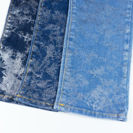 WX2377JTPF1-A Изготовленная на заказ высококачественная хлопчатобумажная джинсовая ткань с фольгированным принтом
