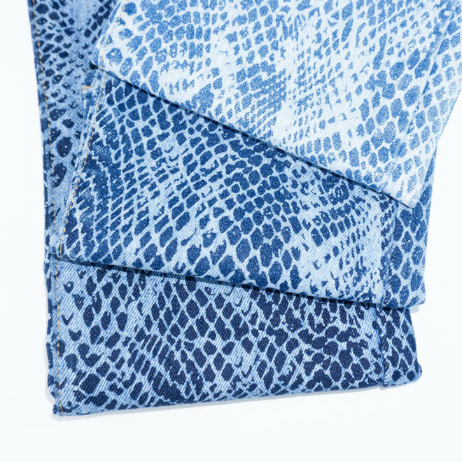 WX2523JTPF1 Customize Print Design Snakeskin Pattern Cotton Denim Fabric for women dress-1