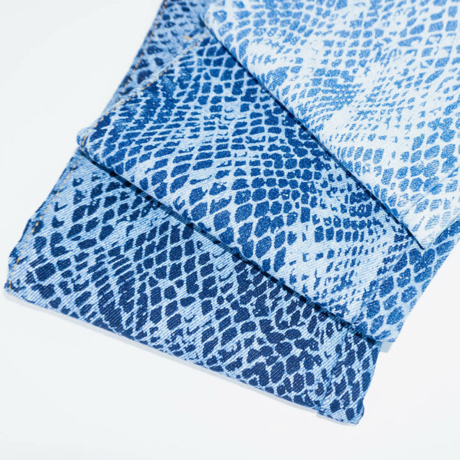 WX2523JTPF1 Customize Print Design Snakeskin Pattern Cotton Denim Fabric for women dress-4