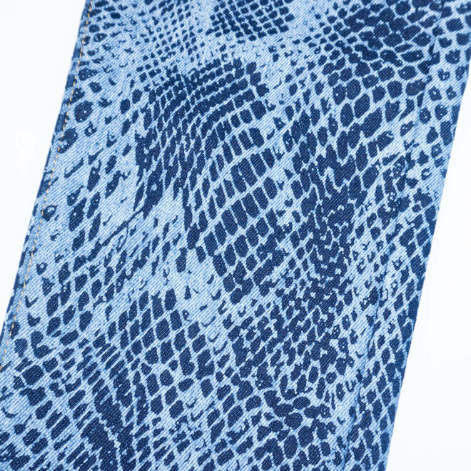 WX2523JTPF1 Customize Print Design Snakeskin Pattern Cotton Denim Fabric for women dress-5